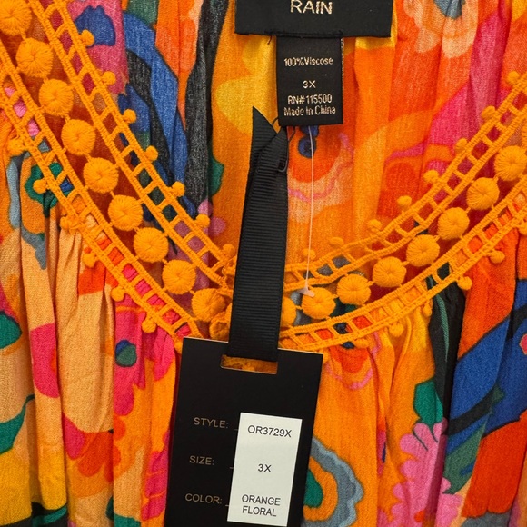 Rain Floral Cold Shoulder Top - Orange - Picture 4 of 14